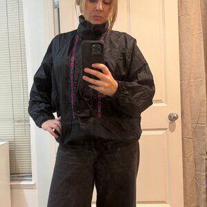 Vintage Oversized Black Windbreaker | women's L